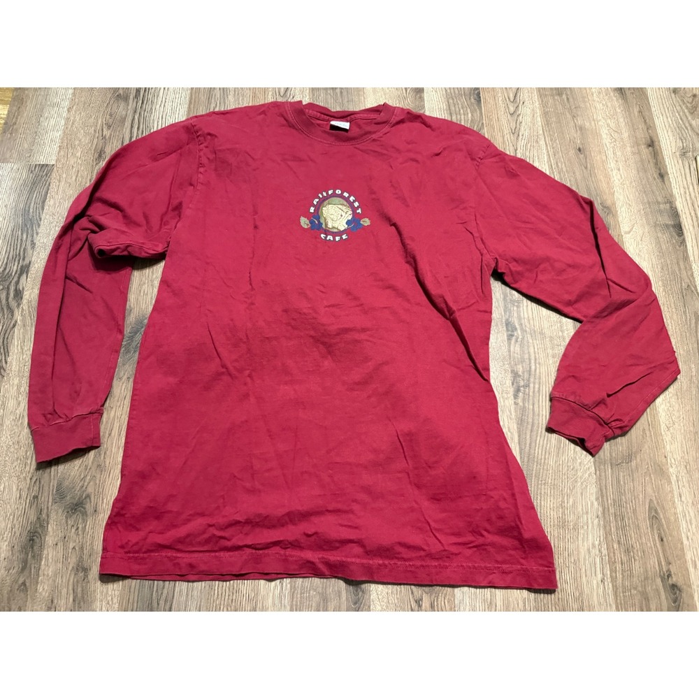 Rainforest Cafe Shirt Mens Size XL Red Long Sleeve Tee Souvenir Iguana Graphic